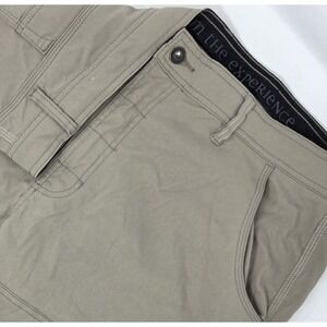 Prana Stretch Zion Pants Mens 40x30 Khaki Tan Straight Hiking Outdoor Roll Up